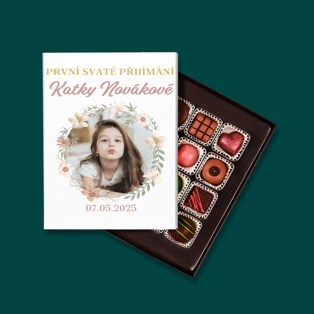Fotka S Textem: První Svaté Přijímání Květy - Pralinky