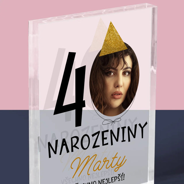 Fotka S Textem: 40. Narozeniny Čepička - Akrylový Blok