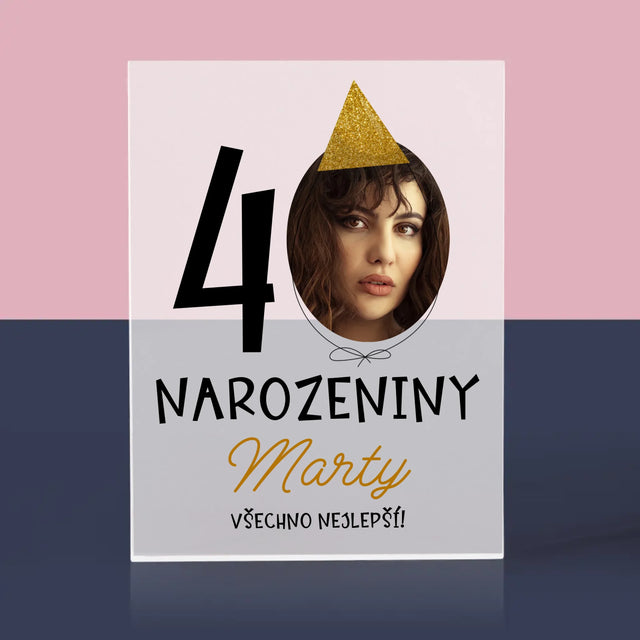 Fotka S Textem: 40. Narozeniny Čepička - Akrylový Blok