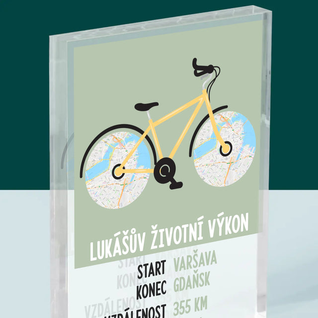 Mapa Města: Cyklistický Rekord - Akrylový Blok