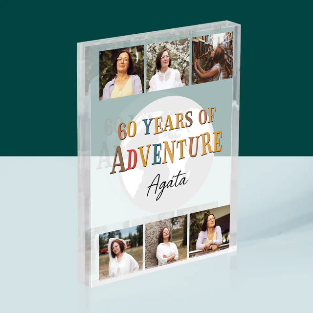 Fotokoláž: 60 Years Of Adventure - Akrylový Blok