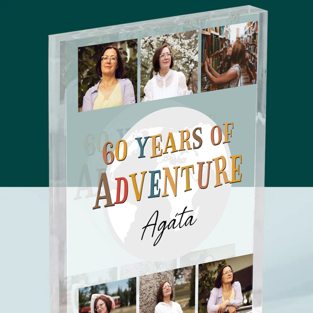 Fotokoláž: 60 Years Of Adventure - Akrylový Blok