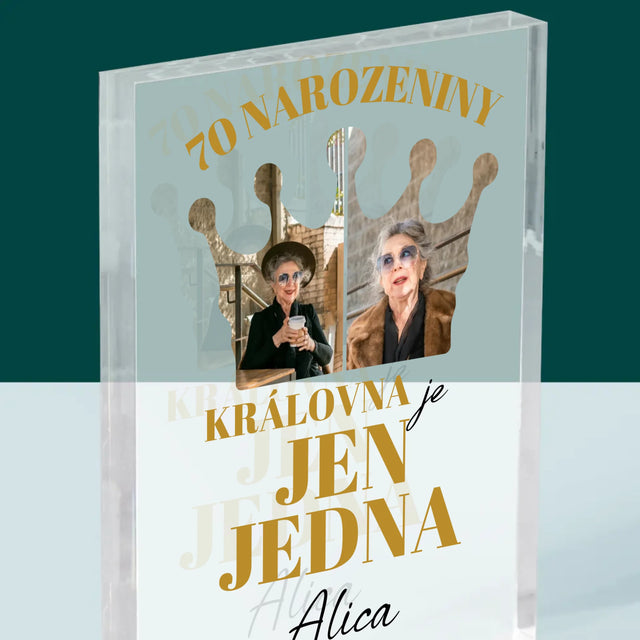 Tvar Z Fotek: 70. Narozeniny Královna - Akrylový Blok