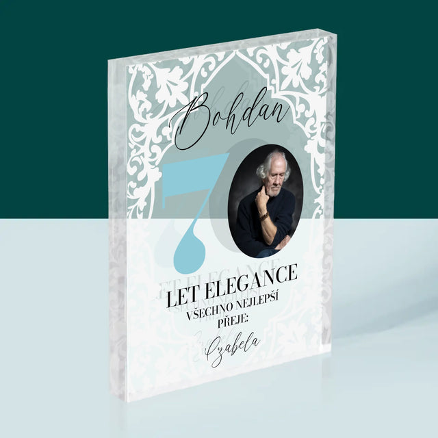 Fotka S Textem: 70 Let Elegance - Akrylový Blok