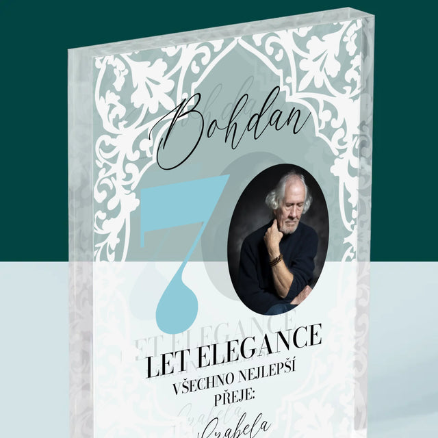 Fotka S Textem: 70 Let Elegance - Akrylový Blok