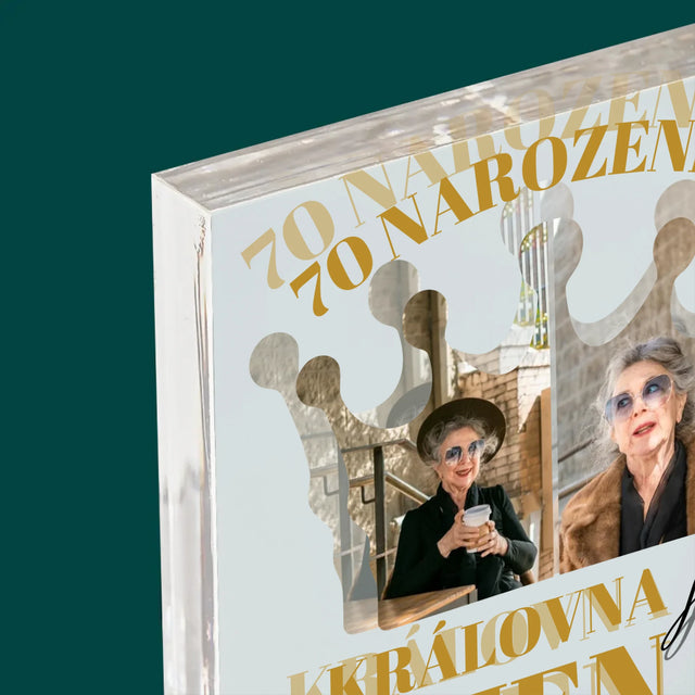 Tvar Z Fotek: 70. Narozeniny Královna - Akrylový Blok