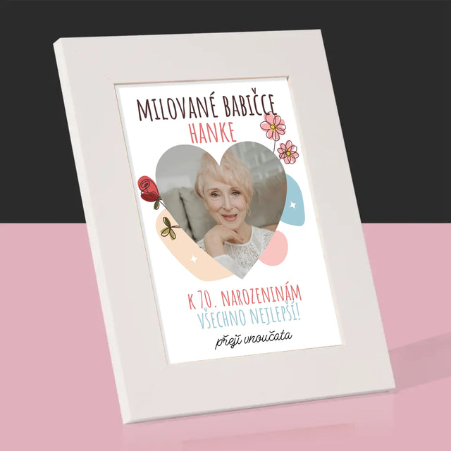 Fotka S Textem: Milované Babičce K Narozeninám - Fotorámeček