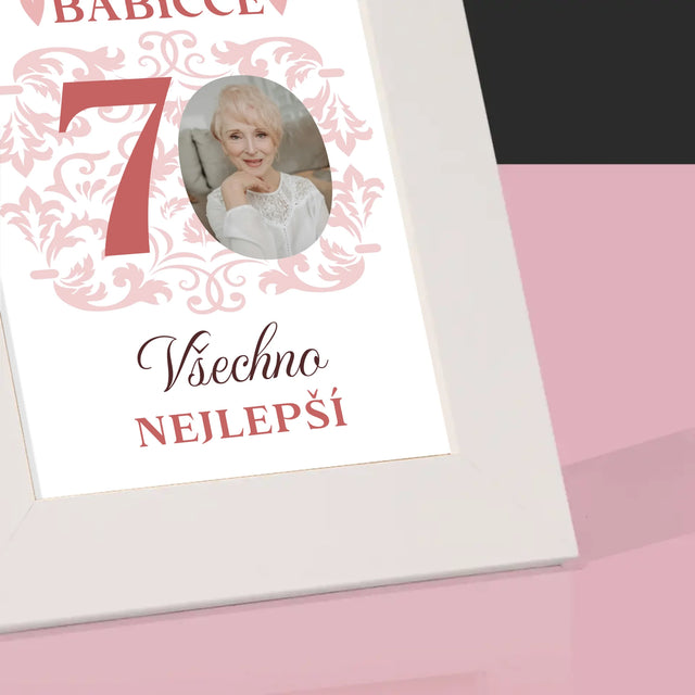 Fotka S Textem: Milované Babičce Všechno Nejlepší - Fotorámeček