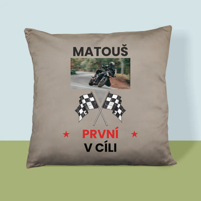 Fotka S Textem: První V Cíli - Polštář