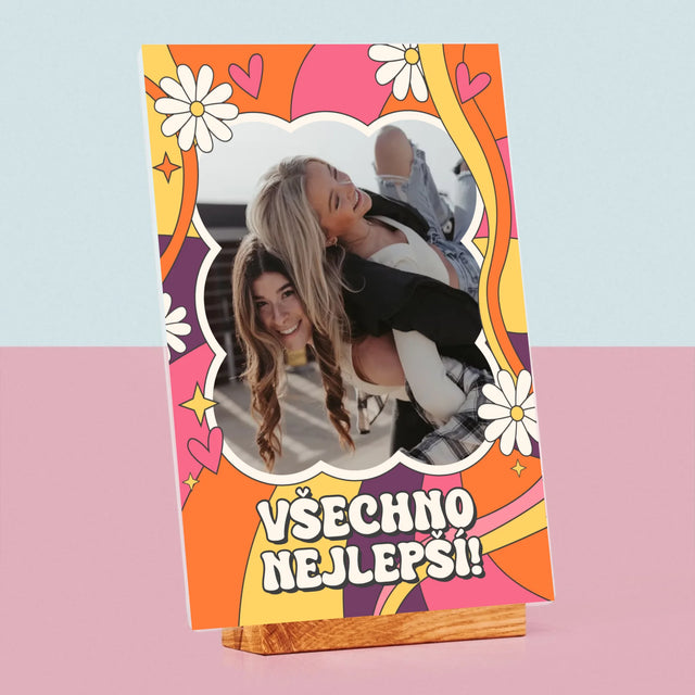 Fotka S Textem: Všechno Nejlepší Groovy - Tisk Na Akrylovém Skle