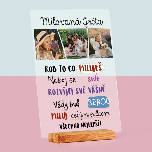 Fotokoláž: Přání K Narozeninám - Tisk Na Akrylovém Skle