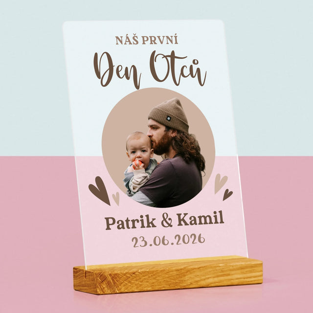 Fotka S Textem: První Den Otců Fotografie V Kruhu - Tisk Na Akrylovém Skle