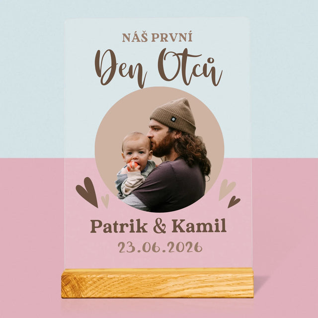 Fotka S Textem: První Den Otců Fotografie V Kruhu - Tisk Na Akrylovém Skle