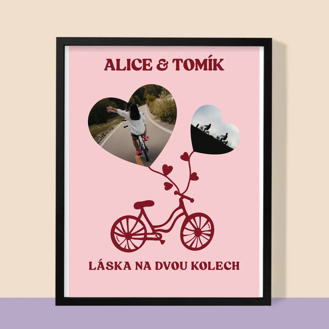 Fotokoláž: Láska Na Dvou Kolech - Tisk V Rámečku