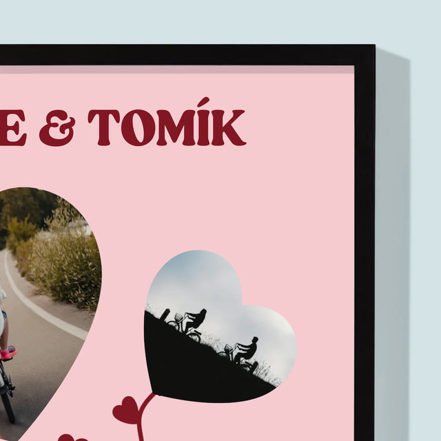 Fotokoláž: Láska Na Dvou Kolech - Tisk V Rámečku