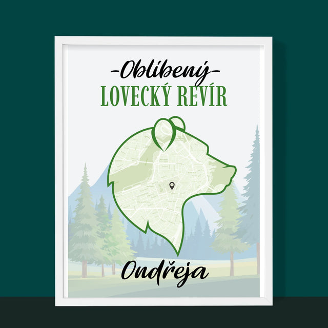 Mapa Města: Oblíbený Lovecký Revír - Tisk V Rámečku