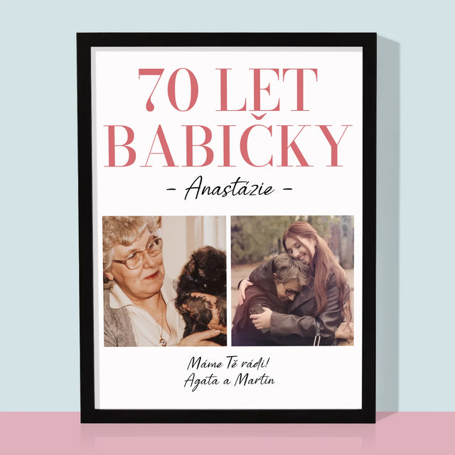Fotokoláž: 70 Let Babičky - Tisk V Rámečku