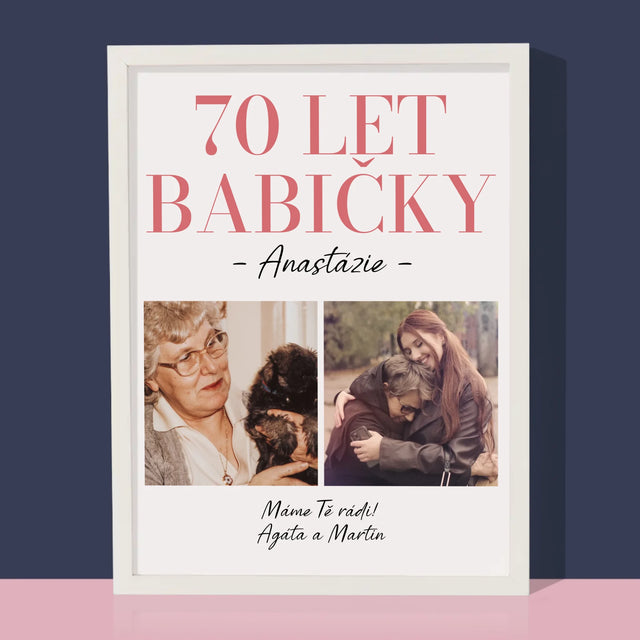 Fotokoláž: 70 Let Babičky - Tisk V Rámečku