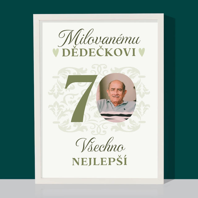 Fotka S Textem: Milovanému Dědečkovi Všechno Nejlepší - Tisk V Rámečku