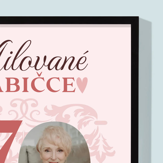 Fotka S Textem: Milované Babičce Všechno Nejlepší - Tisk V Rámečku
