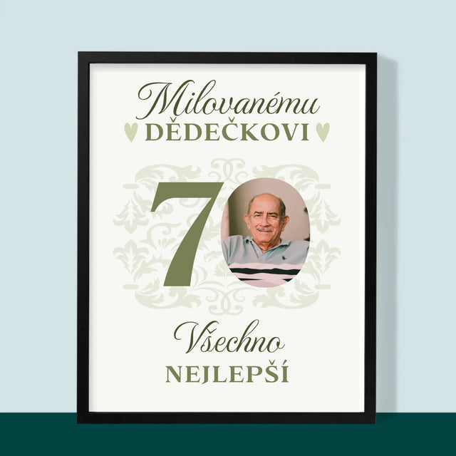Fotka S Textem: Milovanému Dědečkovi Všechno Nejlepší - Tisk V Rámečku