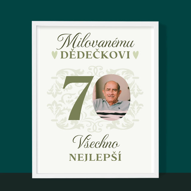 Fotka S Textem: Milovanému Dědečkovi Všechno Nejlepší - Tisk V Rámečku
