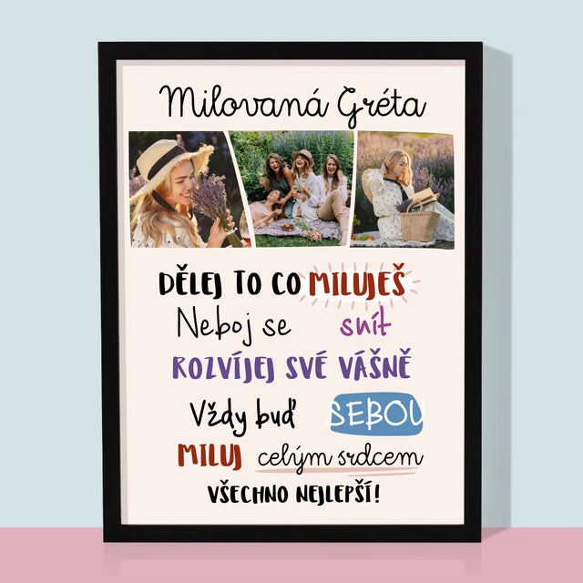 Fotokoláž: Přání K Narozeninám - Tisk V Rámečku