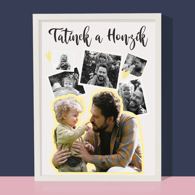 Fotokoláž: Tatínek S Dítětem - Tisk V Rámečku