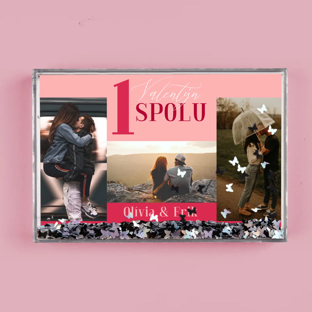 Fotokoláž: První Společný Valentýn - Sněžící Fotorámeček