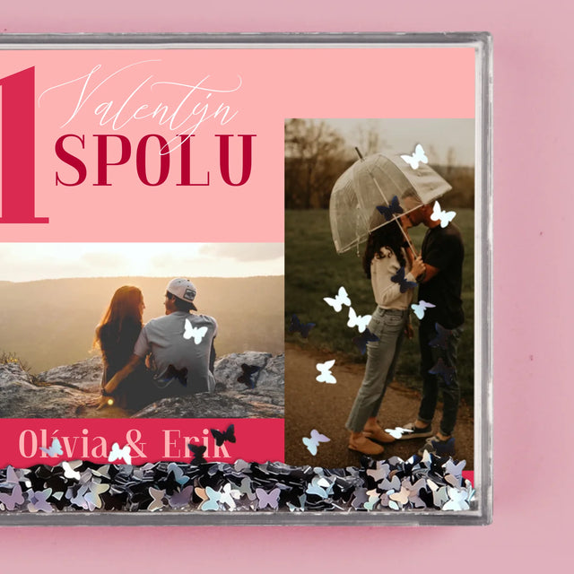 Fotokoláž: První Společný Valentýn - Sněžící Fotorámeček