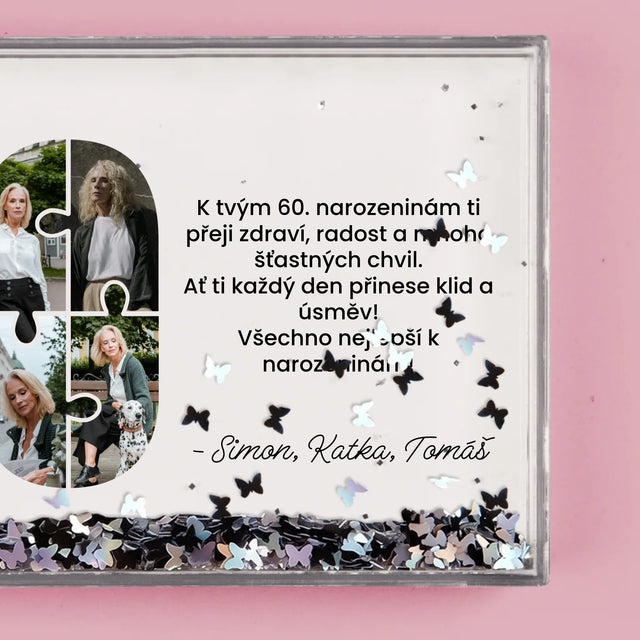Tvar Z Fotek: 60 Narozeniny Puzzle - Sněžící Fotorámeček