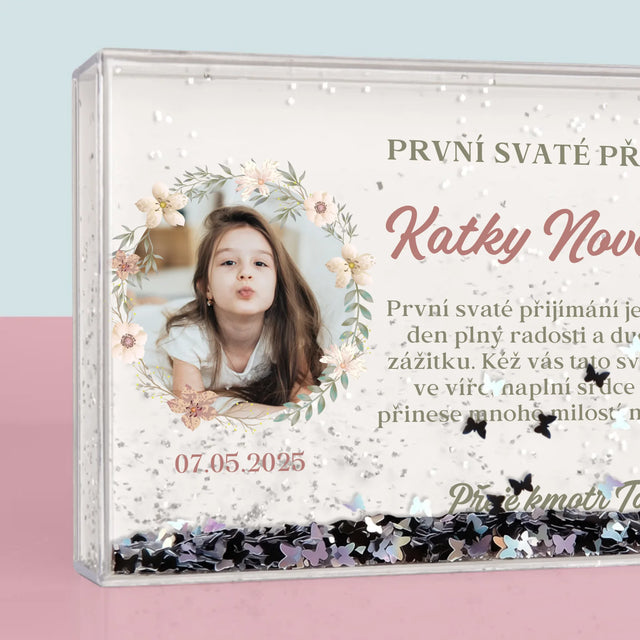Fotka S Textem: První Svaté Přijímání Květy - Sněžící Fotorámeček
