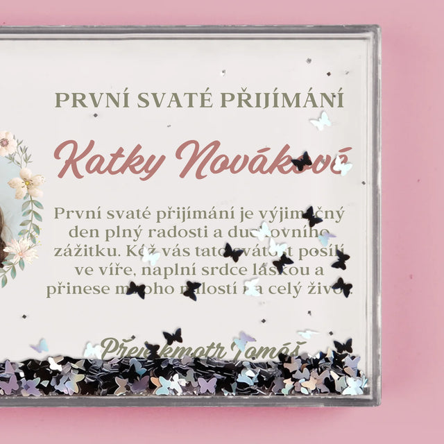 Fotka S Textem: První Svaté Přijímání Květy - Sněžící Fotorámeček