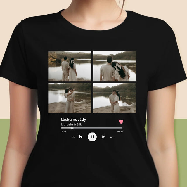 Fotokoláž: Spotify 4 Fotky - Damské Tričko