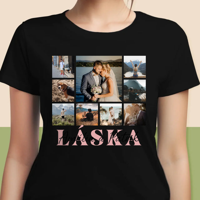 Fotokoláž: Láska Jména - Damské Tričko