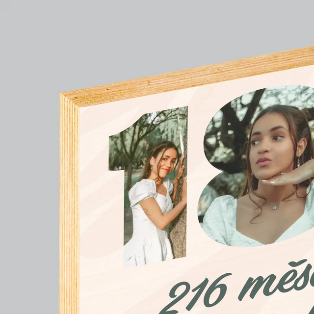 Slovo Z Fotek: 18 Let Odpočítávání - Tisk Na Dřevo