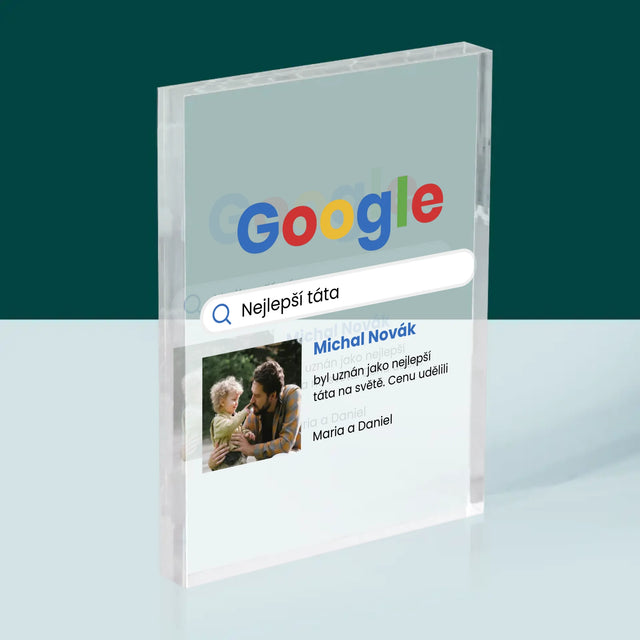 Fotka A Textem: Nejlepší Táta Google Výsledek - Akrylový Blok