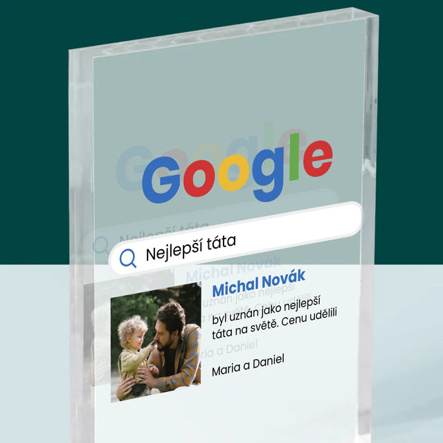 Fotka A Textem: Nejlepší Táta Google Výsledek - Akrylový Blok