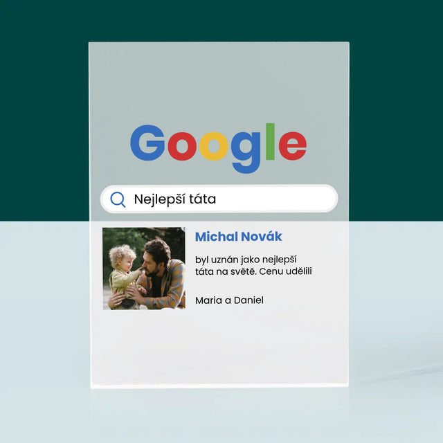Fotka A Textem: Nejlepší Táta Google Výsledek - Akrylový Blok