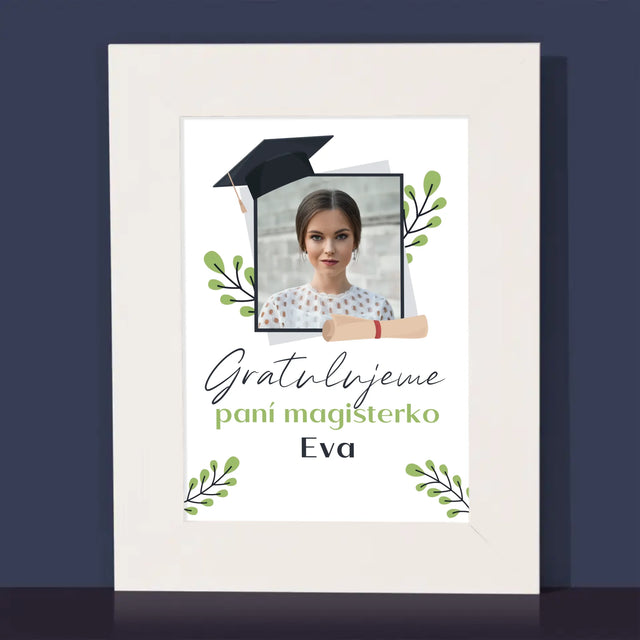 Fotka A Nápis: Gratulujeme Paní Magisterko - Fotorámeček
