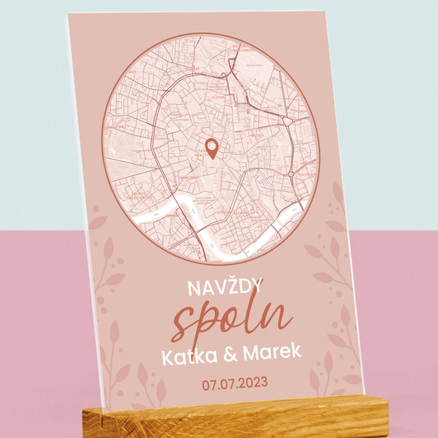 Mapa Města: Navždy Spolu - Mapa Města - Tisk Na Akrylovém Skle