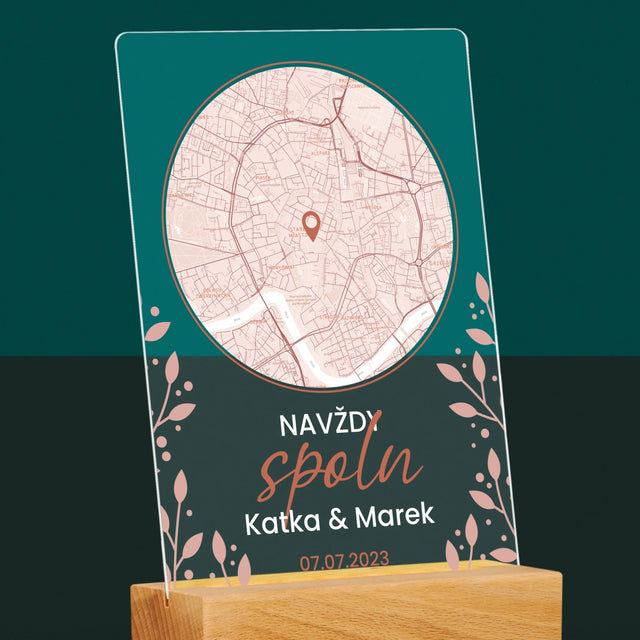 Mapa Města: Navždy Spolu - Mapa Města - Tisk Na Akrylovém Skle