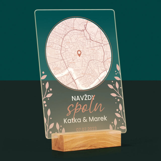 Mapa Města: Navždy Spolu - Mapa Města - Tisk Na Akrylovém Skle