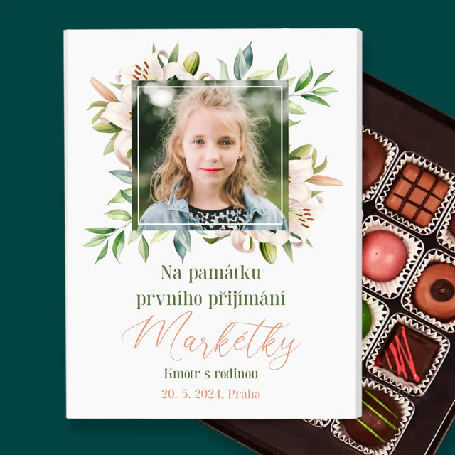 Fotka A Nápis: Na Památku Prvního Přijímání - Pralinky