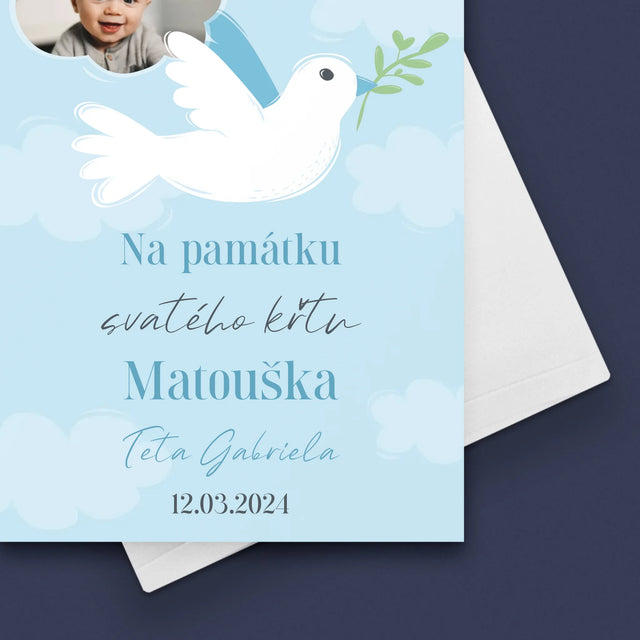 Fotka A Nápis: Památka Na Křest Holoubek - Přání