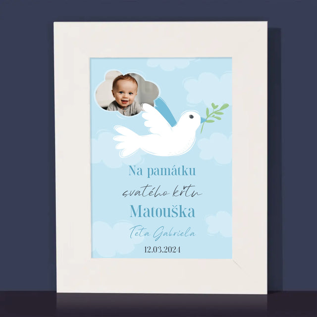 Fotka A Nápis: Památka Na Křest Holoubek - Fotorámeček