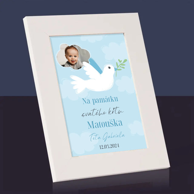 Fotka A Nápis: Památka Na Křest Holoubek - Fotorámeček