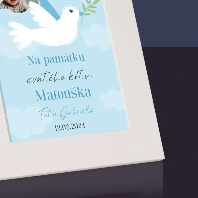 Fotka A Nápis: Památka Na Křest Holoubek - Fotorámeček