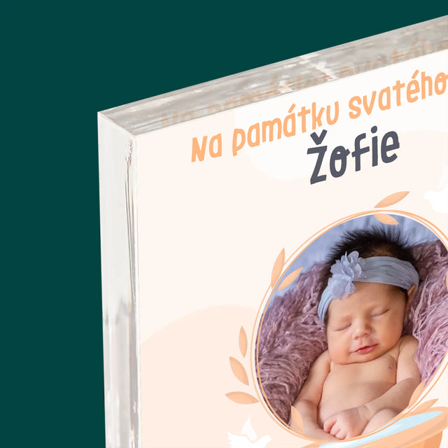 Fotka A Nápis: Na Památku Svatého Křtu - Akrylový Blok