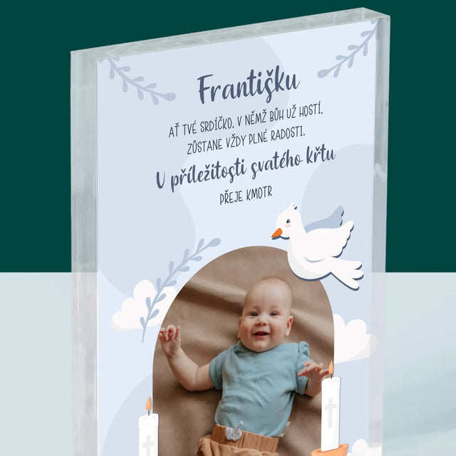 Fotka A Nápis: U Příležitosti Svatého Křtu Přání - Akrylový Blok